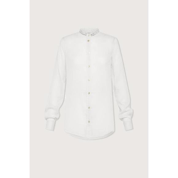 NEW FORTE FORTE women's voile collar crystal shirt in white - Picture 1 of 1